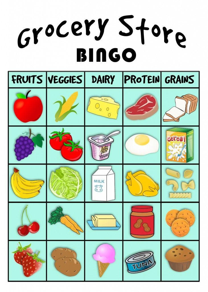 Grocery Store BINGO Preschool Food Food Groups For 