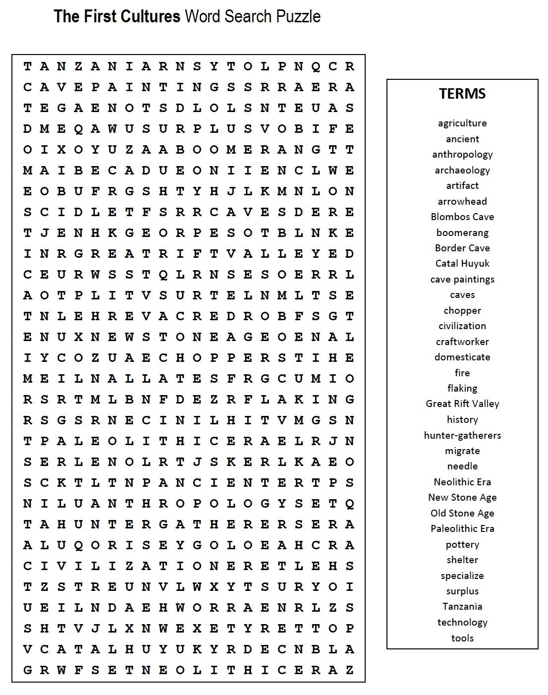 6th Grade Word Search Printable