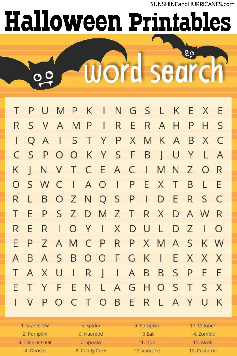 Halloween Games Word Search