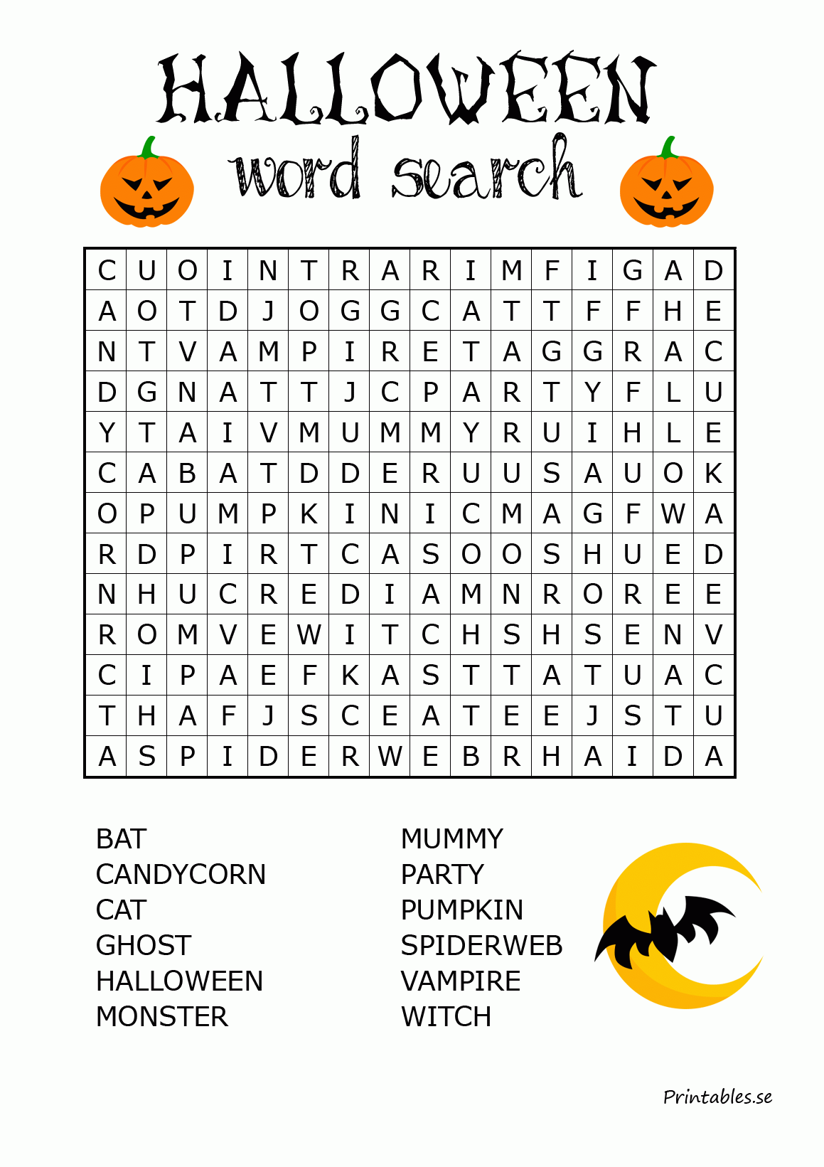 Halloween Inspired Word Search 1 free Printable 