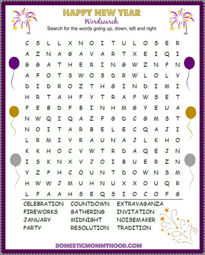 new year's crossword puzzles printable