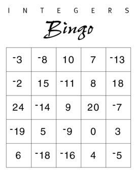 Integer Bingo Cards And Questions By Lindsay Hundley TpT