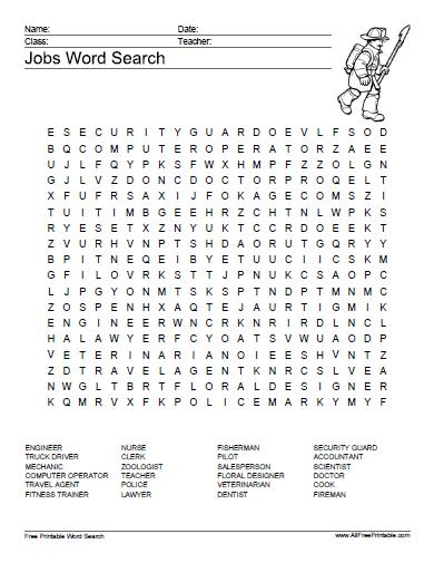 Jobs Word Search Free Printable MyFreePrintable