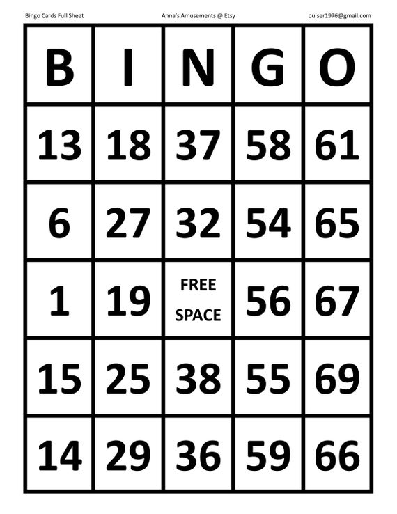 Printable Bingo Cards For Visually Impaired