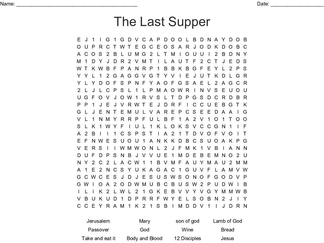 last supper word search printable