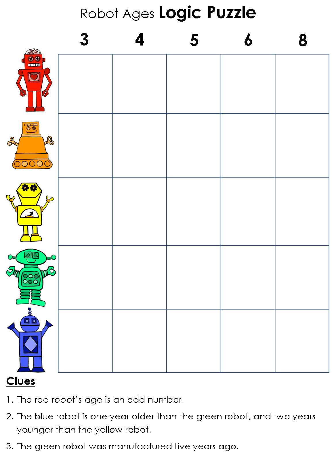 Logic Puzzle Robot 1161 1597 Math Logic Puzzles Logic 