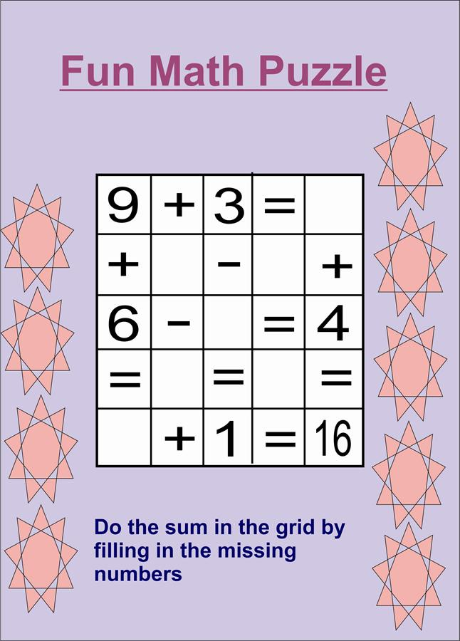 Maths Puzzles For Kids 101 Printable