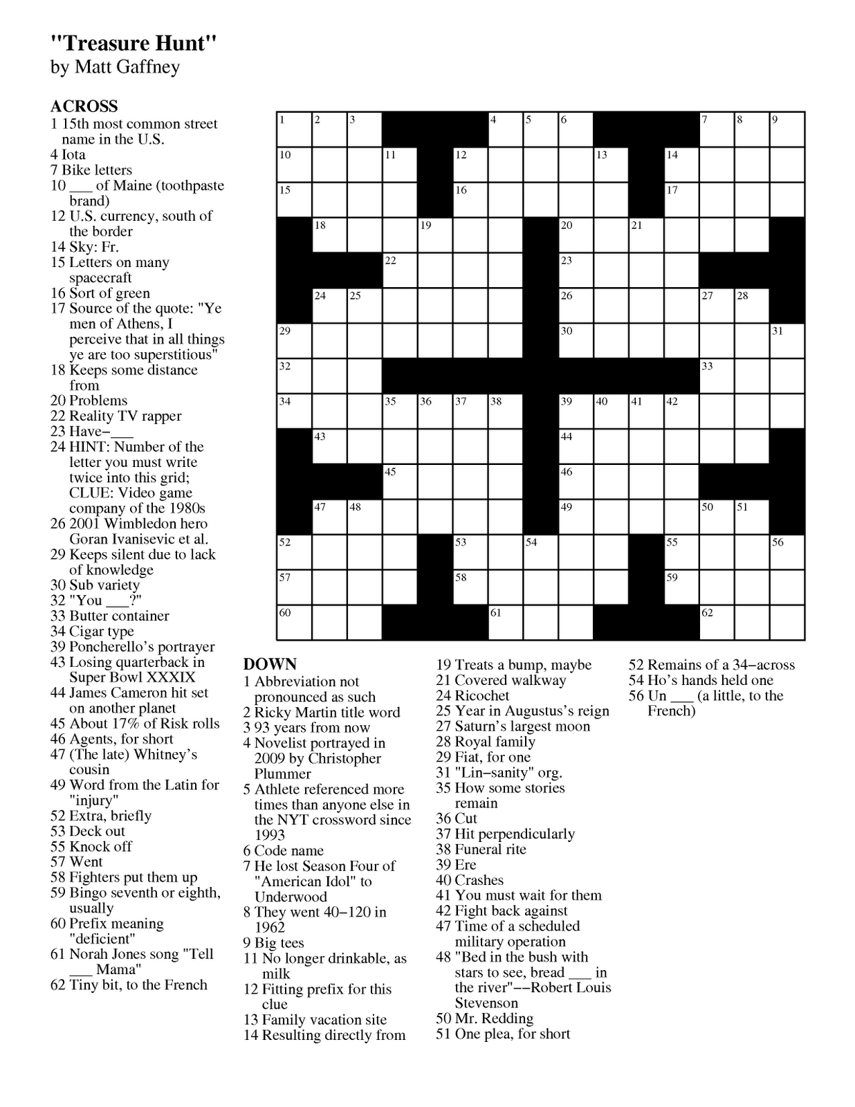 Matt Gaffney s Weekly Crossword Contest MGWCC 195 