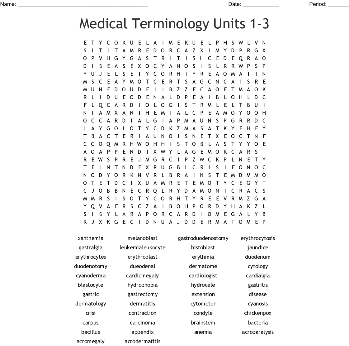 Printable Word Searches Medical FreePrintableTM