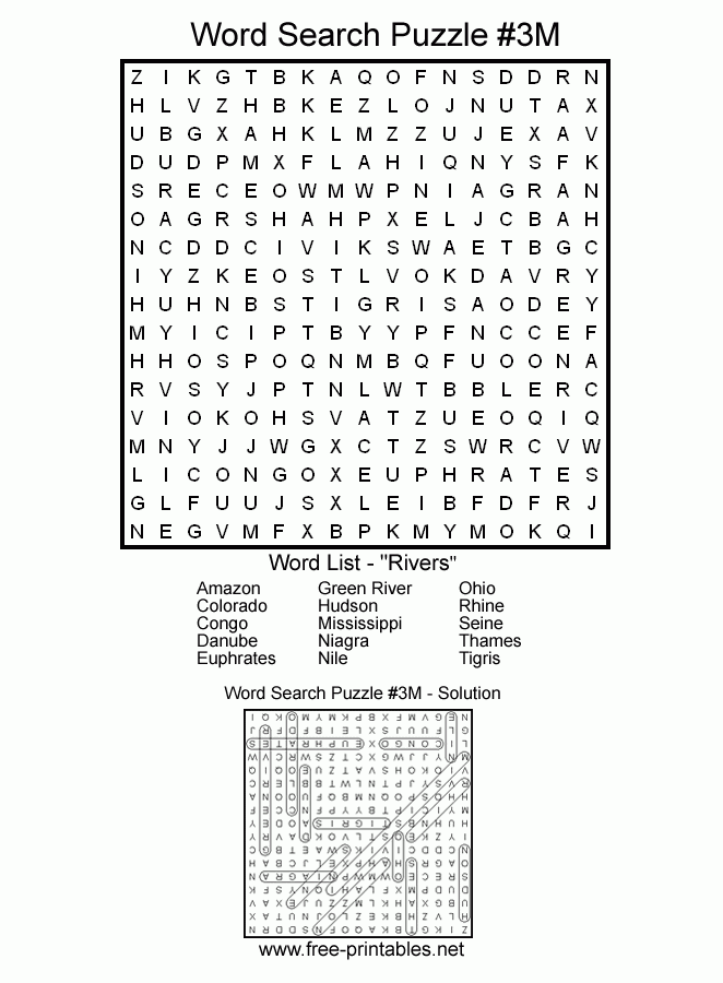 Printable Word Searches Medium FreePrintableTM