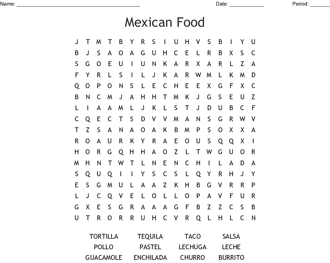 Mexico Word Search Printable FreePrintableTM