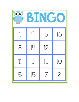 Number Bingo 1 20 By Miss Cronin s Classroom Teachers