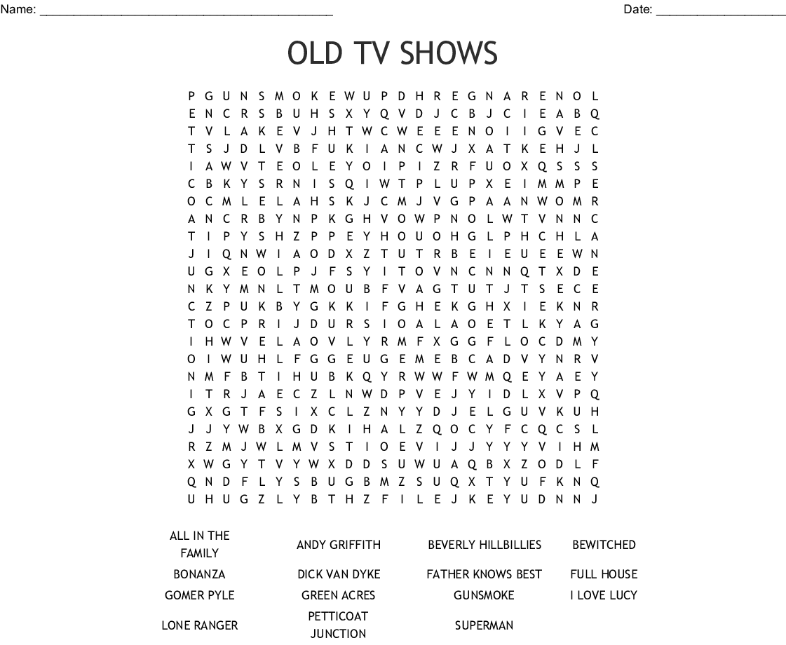 OLD TV SHOWS Word Search WordMint