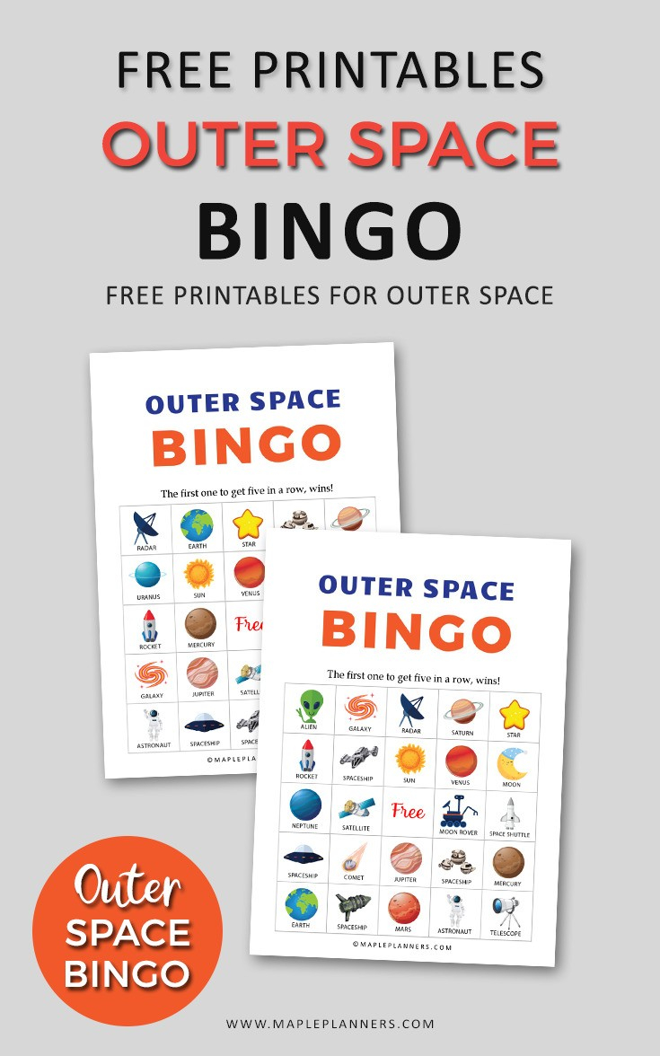 Outer Space Bingo Free Printable Outer Space Game For Kids