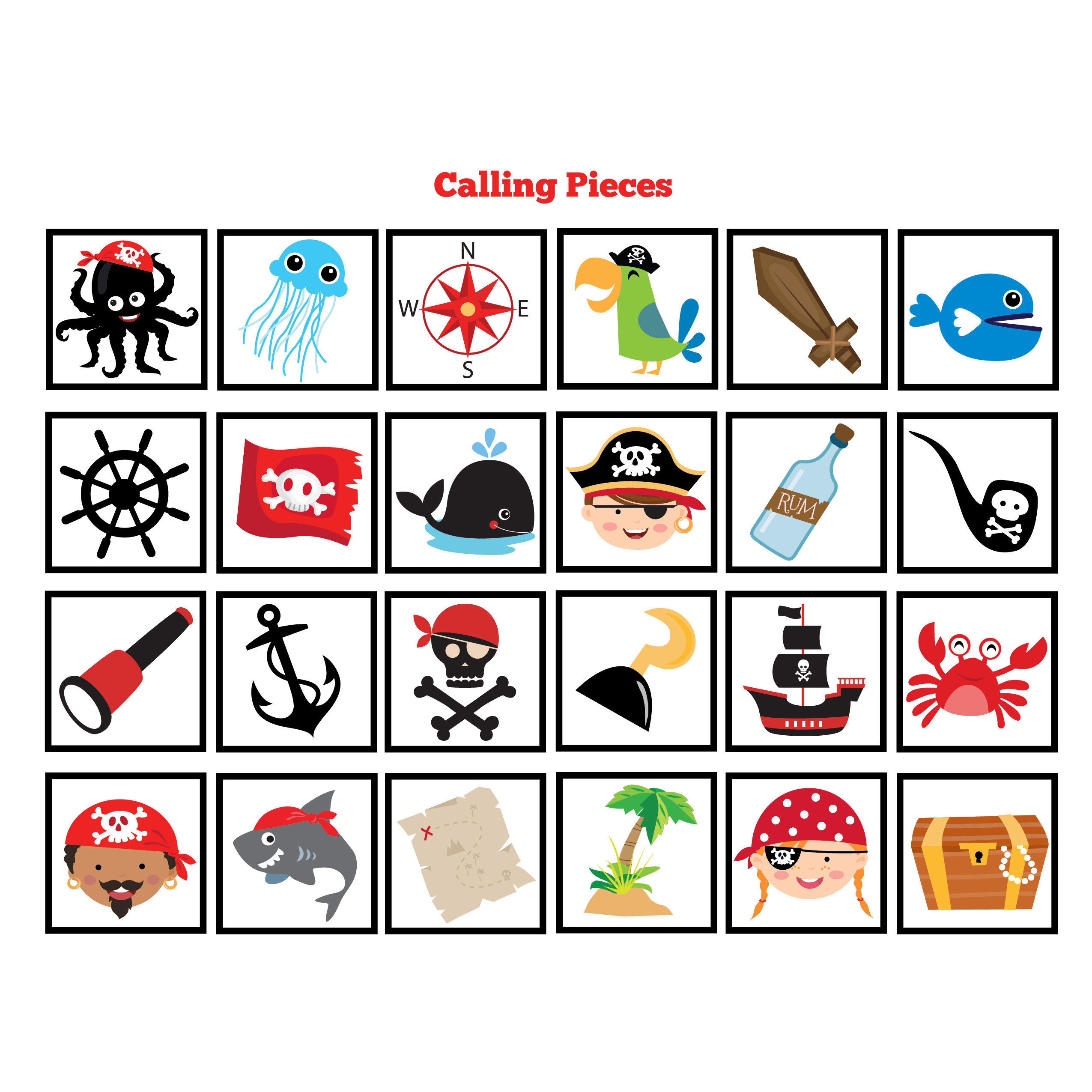 Pirate BINGO Game Kid s Printable Bingo Game Bingo 