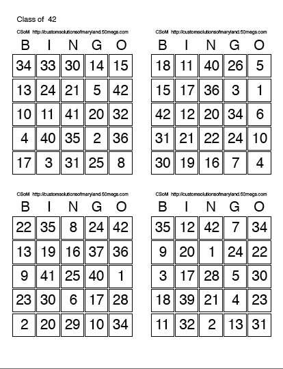 Print Bingo Cards 4 Sheet Each Bingo Sheet Has Four