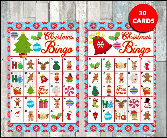 Printable 30 Christmas Bingo Cards Printable Christmas Bingo