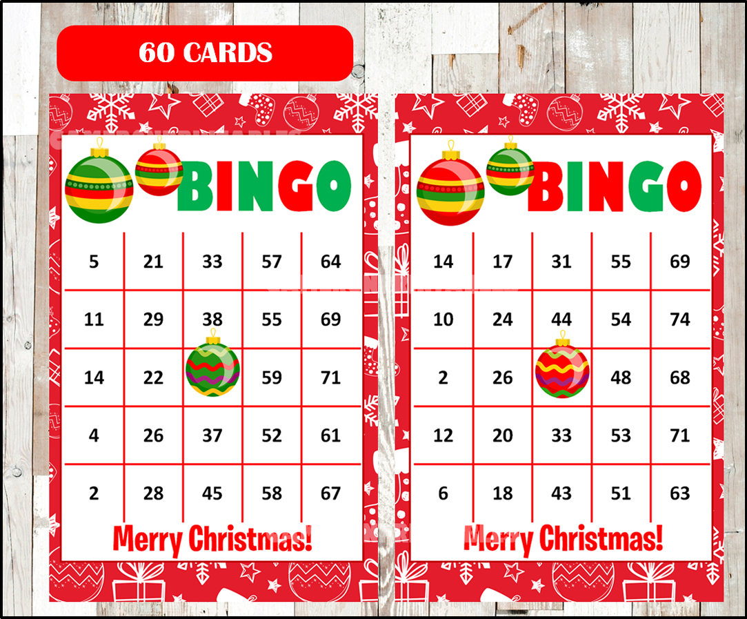 Printable 60 Christmas Bingo Cards Printable Christmas 