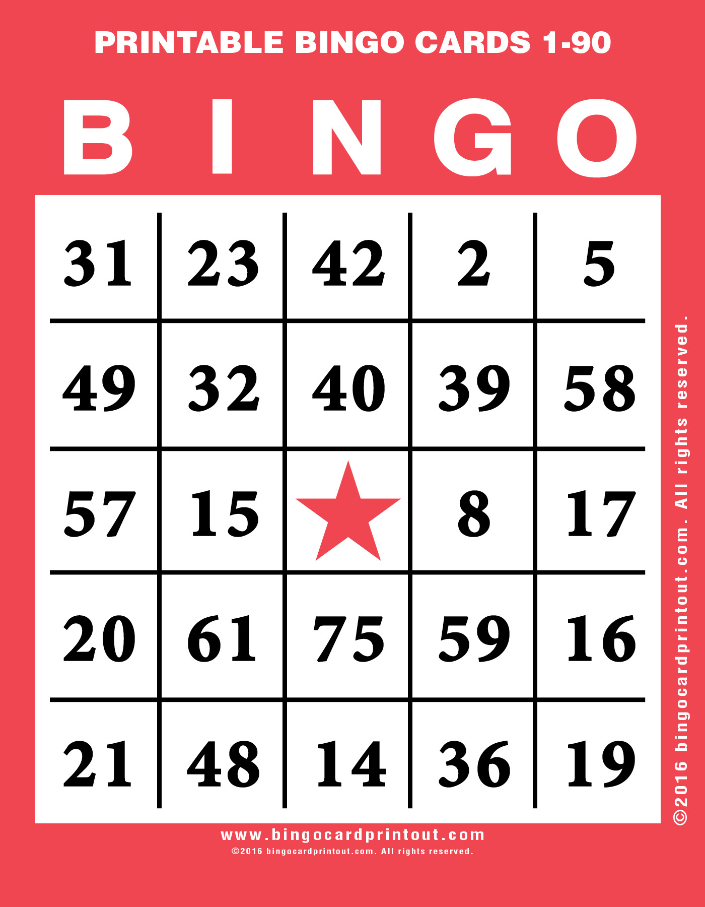 Free Printable Bingo Cards 1 90