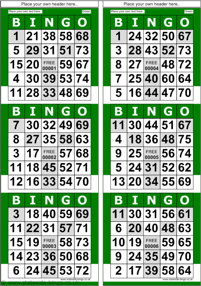 Printable Bingo Cards 4 Per Page Free