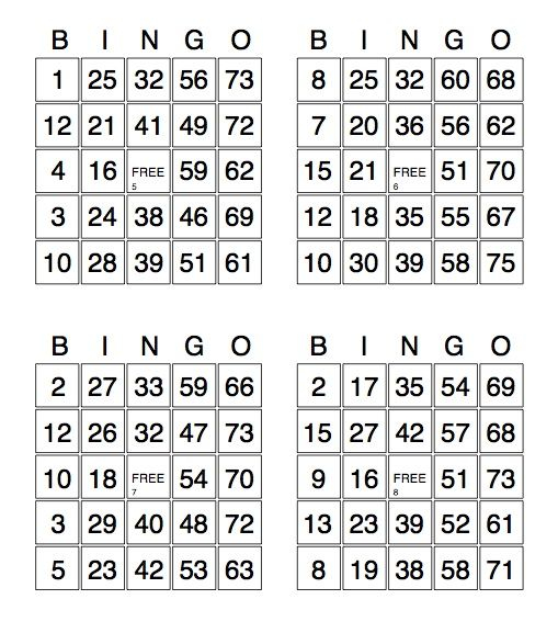 Printable Bingo Cards With Numbers Printable Numbers 1 