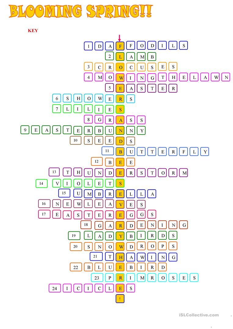 Spring Crossword Puzzle Free Printable