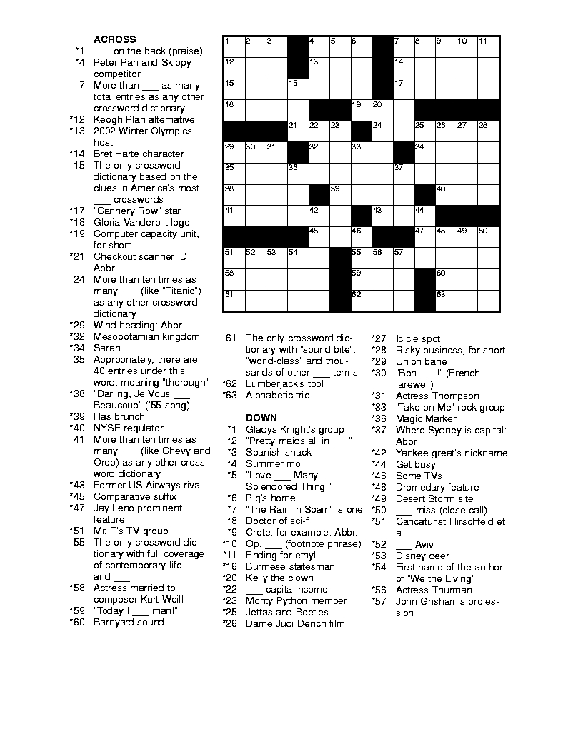 Printable Crosswords For Young Adults Printable 