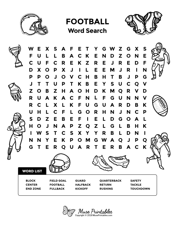 Football Word Search Printable FreePrintableTM