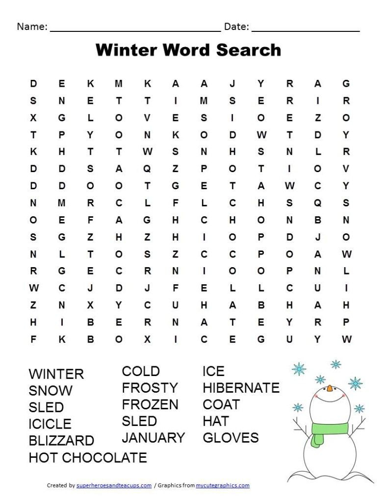 January Word Searches