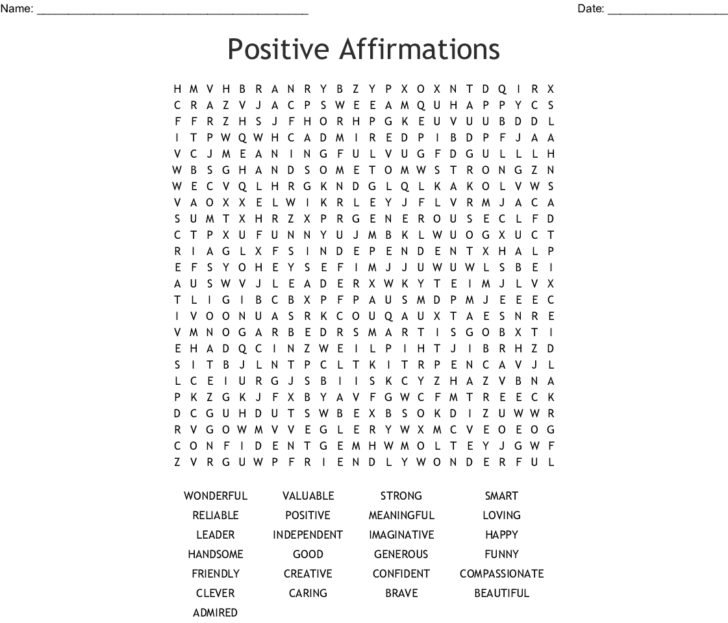 Printable Positive Word Search Puzzle PrintAll