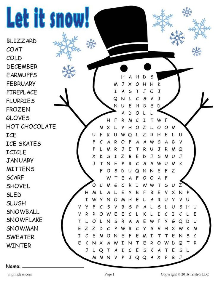 printable word search december