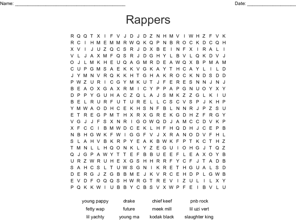 Printable Word Searches Rappers Freeprintabletmcom Printable Word Searches Rappers