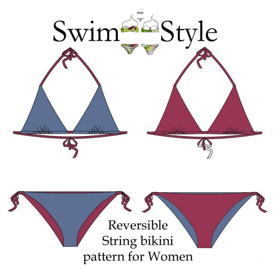 Reversible String Bikini Swimwear Sewing Pattern Women