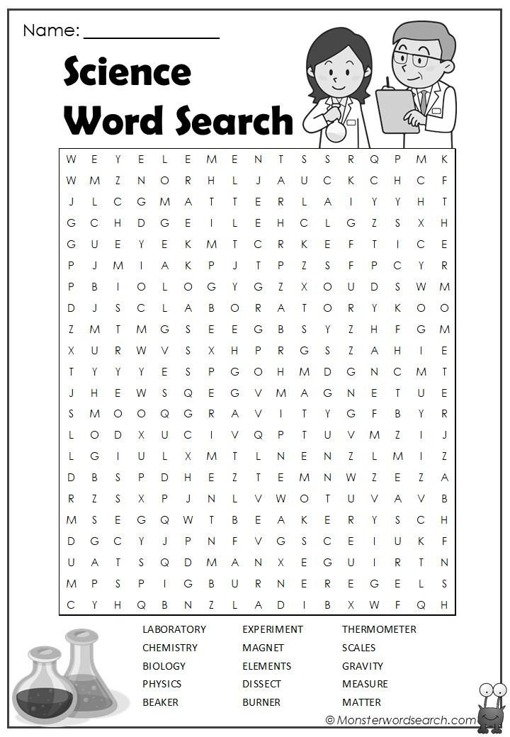 Printable Word Search Science