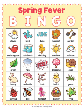 Spring BINGO Game Printable Spring Themed Game By Drag 