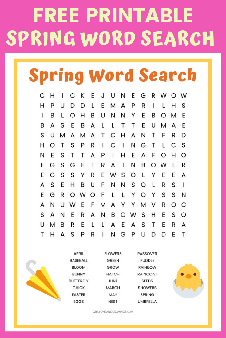 Spring Word Search FREE Printable Worksheet For Kids