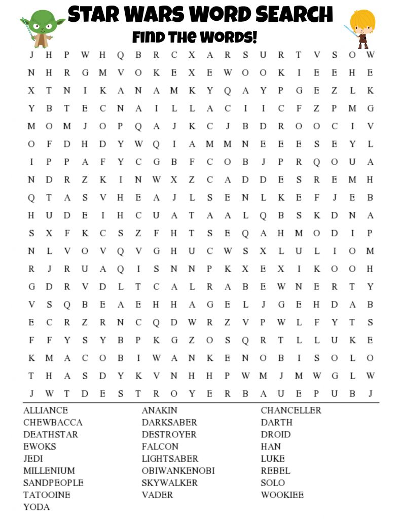 Star Wars Word Search Printable For Kids Thrifty Mommas Tips