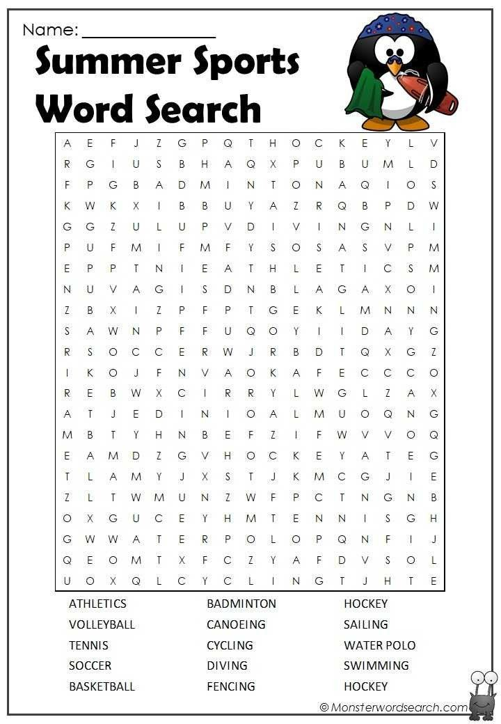 free printable sports word search puzzles