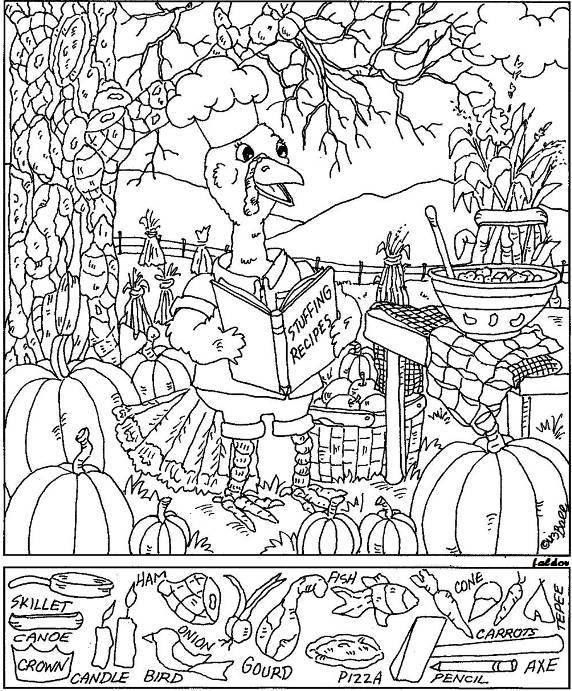 Thanksgiving Hidden Picture Coloring Page Hidden 