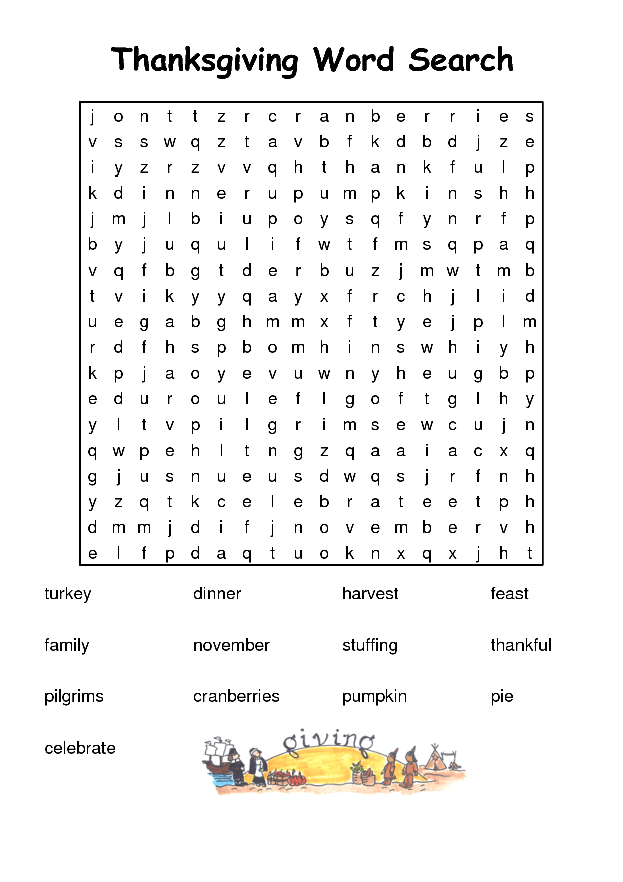 printable word search thanksgiving difficult