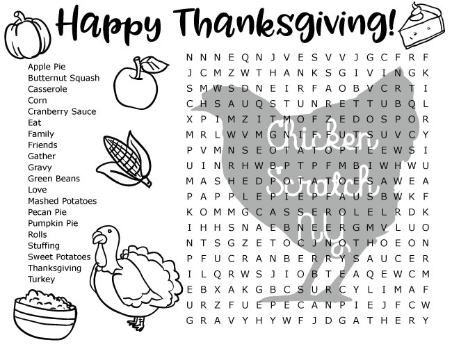 Thanksgiving Word Search