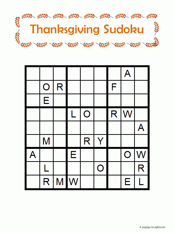 Thanksgiving Word Sudoku Thanksgiving Words Brain 