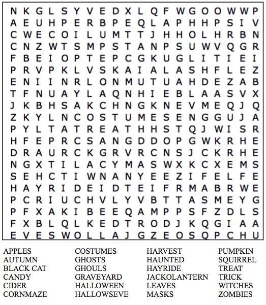 Printable Word Search October FreePrintableTM