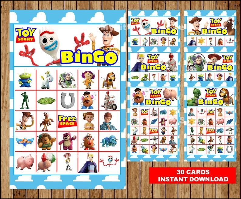 Toy Story 4 Bingo 30 Cards Printable Toy Story Bingo Game 