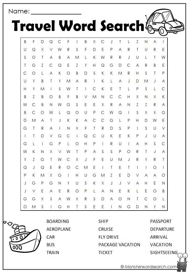 Printable Word Searches Travel FreePrintableTM