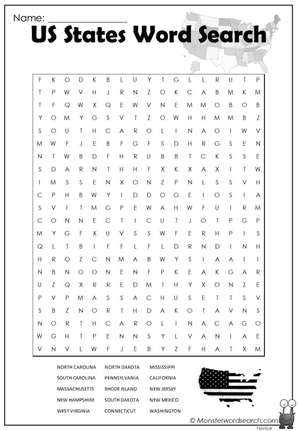 Free Printable Word Searches Us States Freeprintabletmcom United 