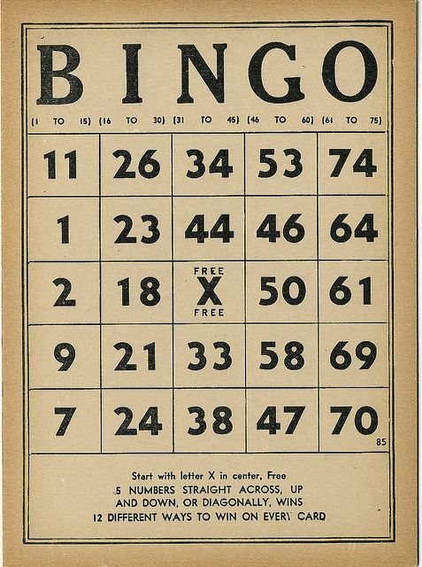 Vintage Bingo Bingo Bingo Cards Vintage Labels