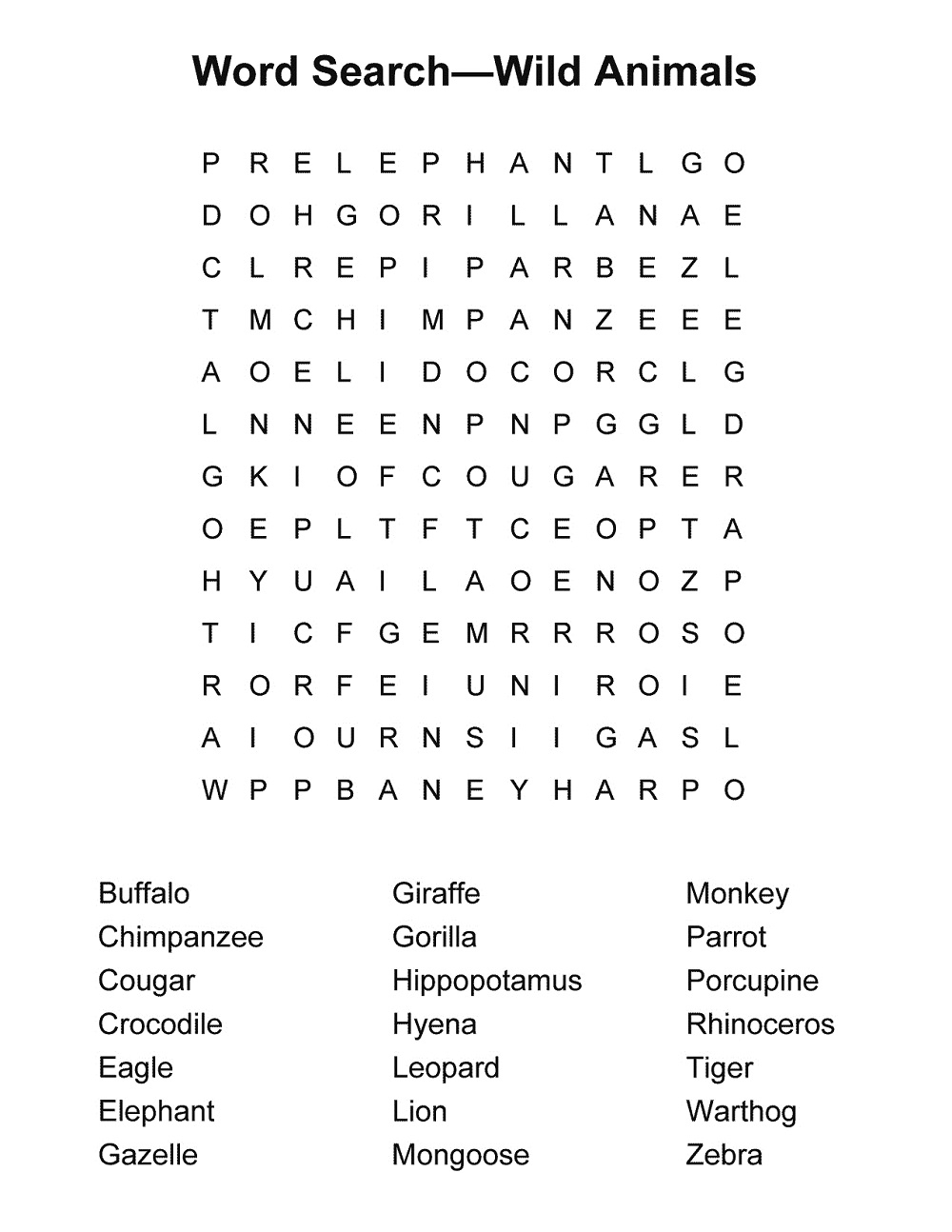 Printable Word Search Puzzles 2020 FreePrintableTM