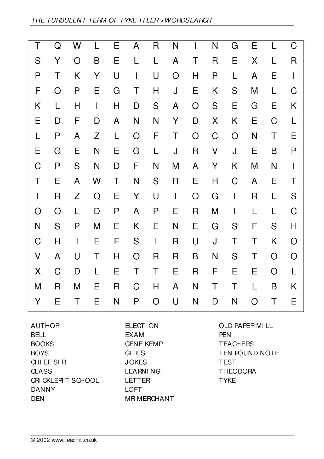 Printable Word Searches Ks3 English FreePrintableTM