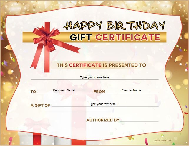 Birthday Gift Certificate For MS Word DOWNLOAD At Http 